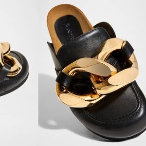 JW Anderson Chunky Napa Chain Slide Mules Size 41 Black Leather Used